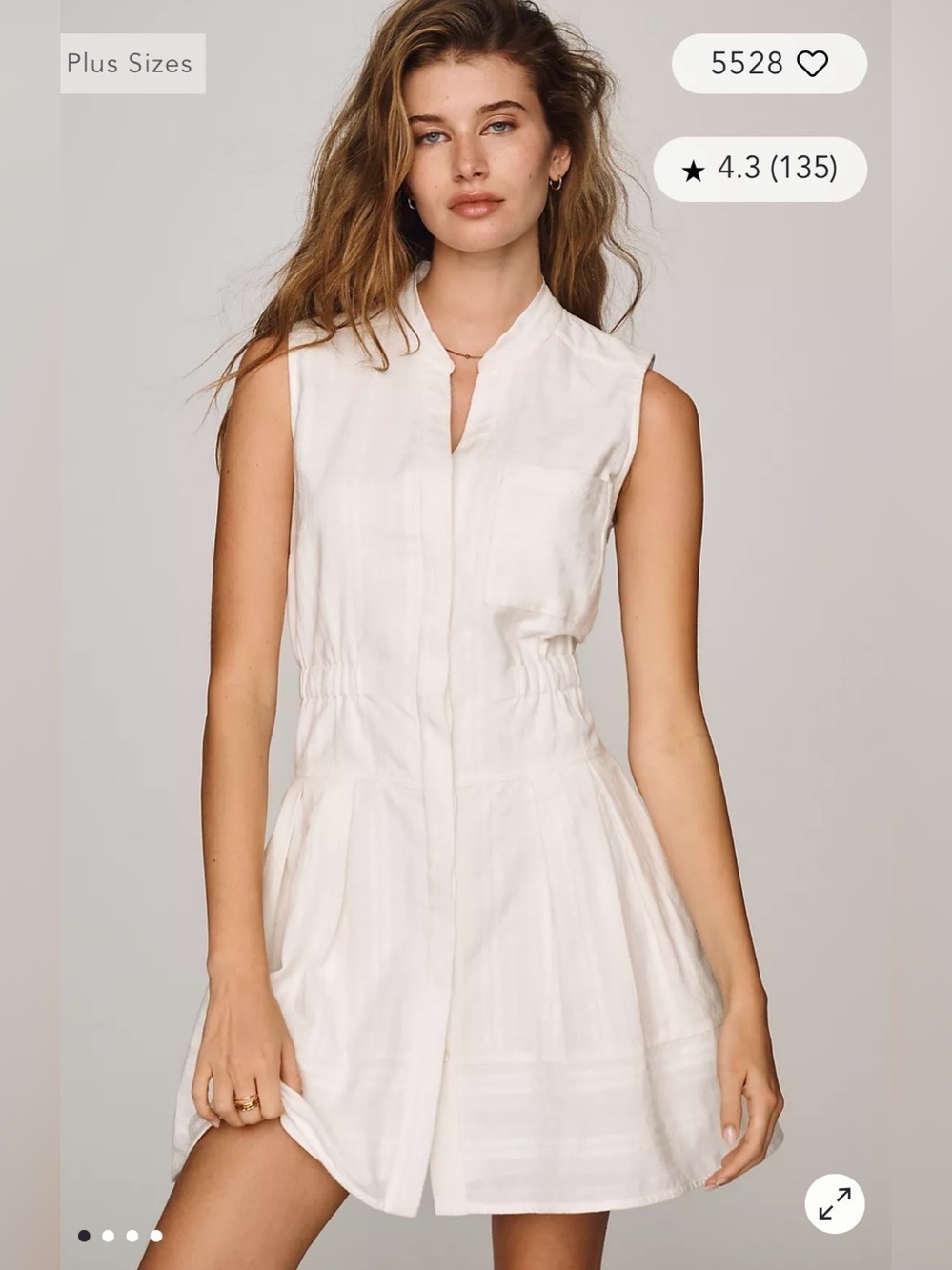 Maeve/Anthropologie Sleeveless V-Neck Shirtdress in Powder White Size M. NWT